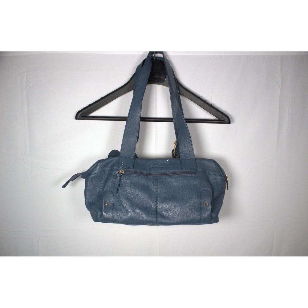 Stone Mountain Handbag Blue Leather Inner‎ Pockets Double Handle Shoulder Bag